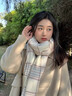 羽雅曼圍巾女生秋冬季2025新款韓系百搭氛圍感圍脖女士長(cháng)款格子保暖披肩 流蘇格子條紋圍巾【米白色】 曬單實(shí)拍圖