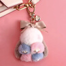 米勒斯（Milesi）可愛(ài)兔子掛件鑰匙扣女生高級感車(chē)載毛絨書(shū)包掛飾生日禮物送朋友 粉藍色 曬單實(shí)拍圖