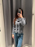 UR2025冬季新款女裝氣質(zhì)系帶披肩假兩件圓領(lǐng)針織衫UWM950122 冷灰 M 曬單實(shí)拍圖