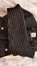 SANDRO秋冬女裝經(jīng)典氣質(zhì)黑色格紋細閃圓領(lǐng)針織開(kāi)衫外套 黑色 L (3) 曬單實(shí)拍圖
