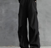 CLOR美式褶皺垂感傘兵彎刀西褲男秋冬寬松直筒休閑闊腿褲CL80黑色3XL 曬單實(shí)拍圖