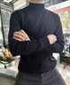 JEEP SPIRIT吉普半高領(lǐng)長(cháng)袖打底衫男士春秋緊身百搭純色彈力韓版修身中領(lǐng)上衣 黑色 XL (130-145斤) 曬單實(shí)拍圖