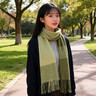 TOEARTH羊絨羊毛拼色圍巾女生冬2025新款今年流行爆款格子韓系氛圍感圍脖 曬單實(shí)拍圖