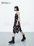 MO&Co.連衣裙含桑蠶絲復古波點(diǎn)解構吊帶蕩領(lǐng)捏褶高腰開(kāi)叉斜裁摩安珂 黑白波點(diǎn)色 M 165 曬單實(shí)拍圖