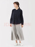 MUJI 女式 棉紗 長(cháng)袖罩衫 女士襯衫襯衣內搭女裝25年秋季上衣BC2O7A5A 深藏青色 L （165/88A） 曬單實(shí)拍圖