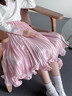 Little  Naive女童法式百褶裙春秋新款中長(cháng)花瓣復古半身裙 粉色 150 曬單實(shí)拍圖