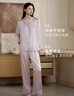 金三塔重磅真絲睡衣女100%桑蠶絲貓咪刺繡寬松衣褲套可外穿情人節禮物 櫻花紫 M 曬單實(shí)拍圖