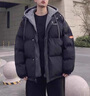 啄木鳥(niǎo)羽絨棉服棉襖子男冬季港風(fēng)青少年學(xué)生情侶裝面包服保暖棉衣外套 99假兩件連帽款黑色 XL 【130-145斤】 曬單實(shí)拍圖
