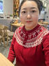 科蒙博卡2025秋冬新款費爾島羊毛衫女裝紅色減齡針織衫圓領(lǐng)加厚毛衣 酒紅色 XL 曬單實(shí)拍圖