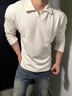 MUSCLE DOG肌肉狗POLO長(cháng)袖T恤男2025秋季新品美式純色寬松運動(dòng)訓練健身上衣 米白色 XL 曬單實(shí)拍圖