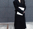 Fabrique戧駁領(lǐng)長(cháng)款單面呢大衣女秋季新品 黑色 XS （XS/P） 曬單實(shí)拍圖