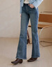 香影微喇牛仔褲女2025冬季新款復古藍水洗丹寧修身高腰休閑長(cháng)褲子 牛仔藍 L 165/68A/110-125斤 曬單實(shí)拍圖