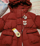 G.duck小黃鴨女童冬季洋氣羽絨棉服兒童甜美可愛(ài)外套寶寶加絨厚保暖棉衣 紅色 100 cm 曬單實(shí)拍圖