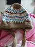 費爾島針織帽女冬季巴拉克拉法帽子包包兩用防寒保暖毛絨毛線(xiàn)帽 提花拉法卡其 曬單實(shí)拍圖
