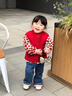 五小七童裝女童春秋季套裝新款草莓兒童毛衣春裝女寶寶衣服三件套 紅色 80 尺碼7-11月cm 曬單實(shí)拍圖