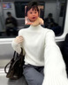 新款鄂爾多斯市100%純羊絨衫女半高領(lǐng)羊毛衫針織打底衫厚保暖毛衣 白色 均碼 M90-100斤 曬單實(shí)拍圖