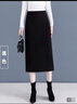 唐謎毛呢西裝半身裙女秋冬2025新款高腰通勤包臀裙中長(cháng)款后開(kāi)叉一步裙 毛呢-黑色-長(cháng)款70CM起 M (27) 【95-105斤】 曬單實(shí)拍圖