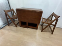 樂(lè )系（LEXI） 折疊餐桌家用小戶(hù)型可移動(dòng)桌椅組合可伸縮吃飯桌子 實(shí)木折疊餐桌-胡桃色120CM長(cháng)+2椅 曬單實(shí)拍圖