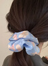 森系大腸發(fā)圈女高級感2025兒童夏天韓系緞面蝴蝶發(fā)繩扎頭發(fā)小清新 慕斯藍 曬單實(shí)拍圖