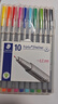 施德樓（STAEDTLER）針管筆勾線(xiàn)筆10色套裝 纖維頭水性墨水可洗直液簽字筆 美術(shù)繪圖描線(xiàn)速干筆334SB10 曬單實(shí)拍圖