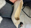 卓詩(shī)尼婚鞋女2025新款秋季尖頭細跟鞋女香檳色新娘鞋結婚鞋女 淺金色 34 曬單實(shí)拍圖