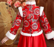 芭米諾漢服女童秋冬款中國風(fēng)古裝兒童唐裝拜年服女孩加厚冬裝 紅色 130 曬單實(shí)拍圖