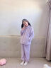 candynut兒童睡衣加絨加厚珊瑚絨男女童秋冬保暖套裝可外穿家居服兩件套 粉紫（加絨加厚套裝） 150 （建議身高140-150cm） 曬單實(shí)拍圖