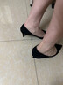 程美美2026新款黑色絨面高跟鞋女職業(yè)細跟性感百搭高級感不累腳單鞋羊皮 黑色 絨面羊皮里 8cm 39 (245mm) 曬單實(shí)拍圖