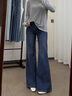 棉致加絨加厚微喇牛仔褲女秋冬季高腰闊腿小個(gè)子寬松顯瘦直筒休閑褲子 1101復古藍【加絨高品質(zhì)】 L 105-115斤 曬單實(shí)拍圖