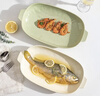 摩登主婦雙耳魚(yú)盤(pán)家用陶瓷大號蒸魚(yú)盤(pán)子高顏值餐具橢圓形魚(yú)碟菜盤(pán) 2個(gè)裝-雙耳魚(yú)盤(pán)米黃+果綠- 13英寸 曬單實(shí)拍圖