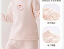 拉比兒童內衣套裝秋冬男女童加厚夾絲保暖內衣內褲2套裝 肩開(kāi)粉紅100 曬單實(shí)拍圖