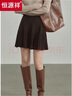 恒源祥秋冬季新款灰色針織裙子百褶半身裙女小個(gè)子高腰a字半裙百搭短裙 咖啡色(優(yōu)質(zhì)版) M 曬單實(shí)拍圖