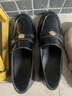 蘇茵茵復古圓頭手工小金幣懶人樂(lè )福鞋女小皮鞋英倫風(fēng)單鞋ol通勤工作鞋秋 黑色 37 曬單實(shí)拍圖