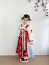 今兮古兮古月家漢服女童冬兒童國風(fēng)仙氣加絨表演襦裙女孩紅色連衣裙拜年服 襦裙 100 曬單實(shí)拍圖