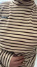 米婭琳 產(chǎn)后哺乳衣上衣外出服秋冬季寬松內搭T恤打底衫高領(lǐng)喂奶衣冬裝 咖條紋 XL（適合130-150斤） 曬單實(shí)拍圖