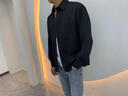 花花公子長(cháng)袖襯衫男士春秋季時(shí)尚簡(jiǎn)約舒適百搭純棉翻領(lǐng)襯衣外套 黑色  L 曬單實(shí)拍圖