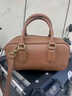 西柏萊真牛皮小眾高級感保齡球包包女包2026新款時(shí)尚手提單肩斜挎小方包 棕色 曬單實(shí)拍圖