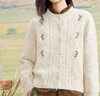 片斷毛針織衫女秋季新款長(cháng)袖慵懶風(fēng)花朵刺繡小眾文藝溫柔開(kāi)衫 米白 L 曬單實(shí)拍圖