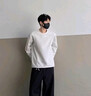 棉之雪美式重磅正肩長(cháng)袖t恤男打底衫秋冬潮牌解構衛衣寬松內搭上衣服 白花灰-正肩長(cháng)袖T恤 L 【165CM-175CM】 曬單實(shí)拍圖