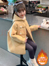 G.duck小黃鴨童裝女童秋冬裝外套兒童女孩冬季加絨加厚中長(cháng)款毛呢大衣 黃色送包包 120 (建議105-115cm 5-6周歲) 曬單實(shí)拍圖