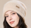 玖慕（JIUMU）純羊絨保暖毛線(xiàn)帽秋冬針織帽冷帽冬帽冬天戶(hù)外護耳防寒帽子女冬季 曬單實(shí)拍圖