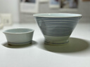 MUJIMUJI 波佐見(jiàn)燒 飯碗 碗餐具 瓷碗 斗笠碗 家用 橫條紋 口徑 12.5cm 曬單實(shí)拍圖