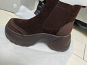 星期六（St&Sat）女鞋厚底增高小個(gè)子馬丁時(shí)裝切爾西潮靴女士短筒工裝機車(chē)鞋靴子女 咖色 36 曬單實(shí)拍圖