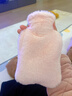 ?加厚防爆?熱水袋 可愛(ài)毛絨暖手暖水袋 熱敷暖腰暖腹暖手暖腳 胭脂粉兔毛絨布套 小號暖手款【500ml】隨機顏色內膽 曬單實(shí)拍圖