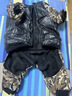 FBI大狗衣服金毛寵物服裝狗衣服秋冬迷彩大狗加厚四腿棉衣用品冬 FBI大狗衣服四腿棉衣 3XL 胸圍60厘米 建義18-23斤 曬單實(shí)拍圖