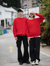 真維斯（Jeanswest）2件裝加絨加厚衛衣男情侶款冬季馬年無(wú)帽保暖圓領(lǐng)上衣寬松外套男 黑(純色)+紅(純色) M (170)(30天質(zhì)量問(wèn)題全額退) 曬單實(shí)拍圖