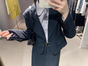 圖曼朵短款西裝外套女小個(gè)子秋季面試正裝職業(yè)裝通勤ol西服套裝裙 黑藏青色西裝外套  【戧駁領(lǐng)版】 S 推薦90-100斤可穿 曬單實(shí)拍圖