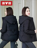 雅鹿短款羽絨服女士冬季防寒加厚保暖連帽上衣服休閑百搭外套女裝 YV701W11950黑色 2XL /175【130-145斤】 曬單實(shí)拍圖