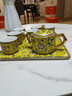 墨馳景德鎮高端琺瑯彩青花陶瓷茶具套裝新中式竹節壺茶杯水具禮盒套裝 帝王黃~纏枝蓮茶具【8件套配方茶盤(pán)】 禮盒套裝 曬單實(shí)拍圖