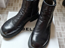 百麗擦色切爾西靴女25冬新質(zhì)感真皮短靴B2888DD5 黑色-絨里 40 曬單實(shí)拍圖